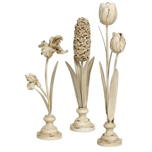 Distressed Ivory Floral Stem Sculpture (Set of 3) - 1 of 3