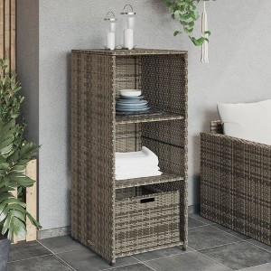 vidaXL Patio Storage Cabinet Gray 19.7 in.x21.7 in.x45.3 in. Poly Rattan - 1 of 4