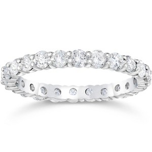 Pompeii3 1 1/2 Ct Diamond Eternity Ring Womens Stackable White Gold Band Lab Created - Size 4 - 1 of 3