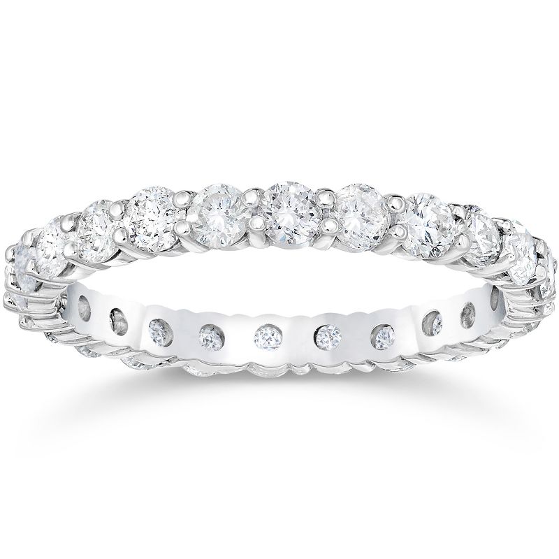 Pompeii3 1 1/2 Ct Diamond Eternity Ring Womens Stackable White Gold Band Lab Created - Size 8.5, 1 of 4