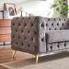 APRILSOUL61.25-inch Deluxe Velvet Sofa with Chesterfield Tufted Buttons with 2 Pillows and Metal Feet - 4 of 4