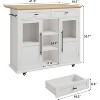 Homhougo Mobile Kitchen Island Car with Wheels, 2 Glass Doors, Spice Rack & Towel Holder Kitchen Island Cart with Trash Storage Cabinet - 2 of 4