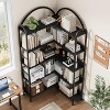 L Shaped 5 Tier Corner Bookshelf, Industrial Arched Bookcase with Metal Frame - 4 of 4