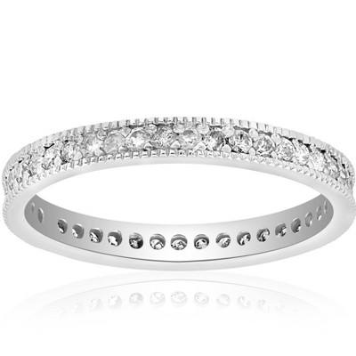 Pompeii3 3/8ct Diamond Eternity Milgrain Wedding Ring 14K White Gold