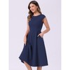 INSPIRE CHIC Women's Sleeveless Elegant Cinched Waist Work Office A Line Dress - 4 of 4