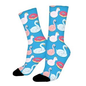 Pool Floats Women Printed Crew Socks Funny Funky Socks Soft Polyester Novelty Gifts for Artists Men - 1 of 1
