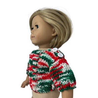 Детские свитеры Doll Clothes Superstore Hand Knit Red, White & Green Glitter Sweater for 18 Inch Dolls — фото 3
