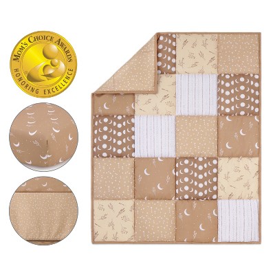 Brown Microfiber Reversible Baby Comforter Set with Celestial Theme