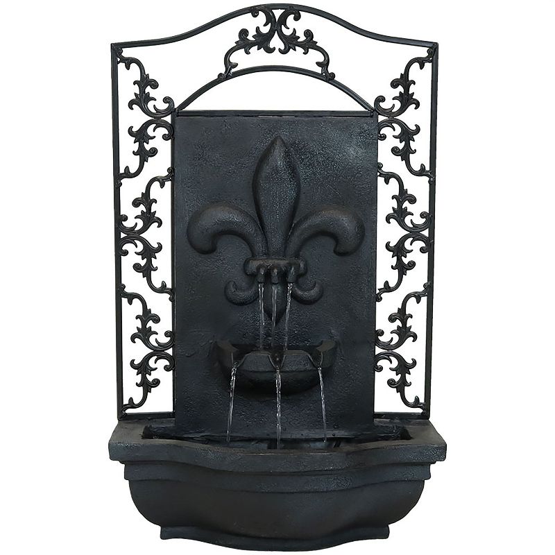 Sunnydaze 33"H Solar-Powered Polystone French Lily Design Outdoor Wall-Mount Water Fountain, 1 of 10