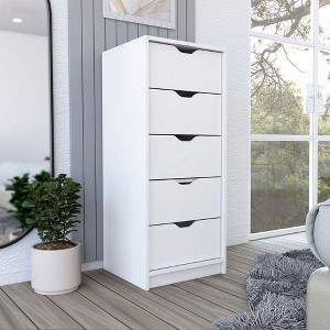 CAVINAS 5-Drawer Dresser,Modern Tall Chest of Drawers,Wood Finish Storage Dresser for Bedroom&Entryway,Floorstanding - 1 of 4