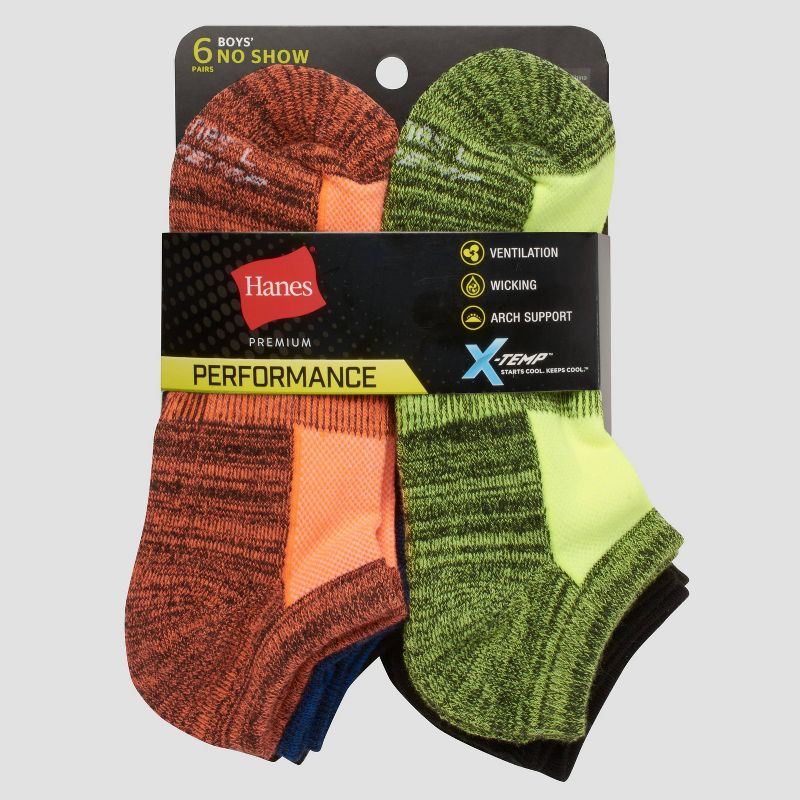 Hanes Premium Boys' 6pk No Show Socks - Colors May Vary, 4 of 5