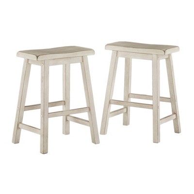 Set of 2 24" Chimney Hill Saddle Counter Stools, Rubberwood Frame - Inspire Q