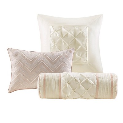Blush Full 7-Piece Tufted Comforter Set with Decorative Pillows