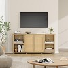 63" TV Stand,Boho TV Table with Rattan Doors,Television Media Console with Open Shelves,Wooden TV Cabinet,2 Rattan Cabinet Doors & 4 Open Shelves - 4 of 4