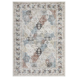 Washable Vintage Printed Rug Non Slip Low Pile Rug Retro Throw Floor Cover Foldable Indoor Carpet for Living Room Bedroom - 1 of 4