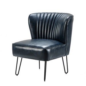 Eustacio Comtemperary Tufted  back Vegan Leather Accent Side Chair with metal legs  | Karat Home - 1 of 4