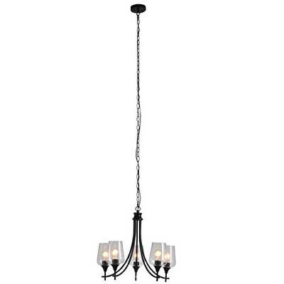 Chloe Lighting WILLAN Transitional 5 Light Matt Black Up-Hanging Chandelier 21" Wide