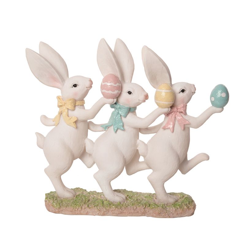 Transpac Resin 12" White Easter Dancing Bunnies Decor, 1 of 2
