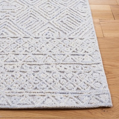 Gray Geometric Hand-Tufted Wool Area Rug 5' x 8'