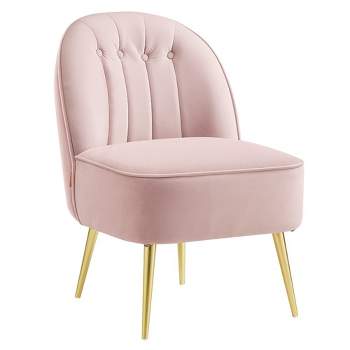 VASAGLE Accent Chair, Velvet Vanity Chair with Metal Legs, Shell-Shaped Back, Wide Seat, Luxury Style, Comfy Chair