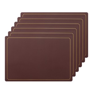 Unique Bargains Dining Room Heat Resistant Modern Faux Leather Placemats 18 x 12 Inches 6 Pcs - 1 of 4