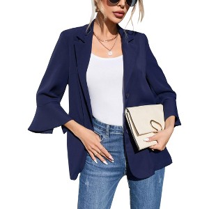 Coolmee Womens 3/4 Flared Sleeve Blazer Casual Open Front Long Sleeve Suit Jackets Business Work Office Blazers - 1 of 4