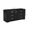 Black 6-Drawer Dresser ,Wood MDF Boards, Durable PU-Coated Surface, European Drawer Slides - 2 of 3