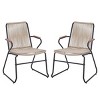 Set of 2 Rope Weave Outdoor Club Chairs,Modern Iron Frame Patio Chair with Woven Design,Club Chair for Garden or Balcony-Cuddlewood - 2 of 4