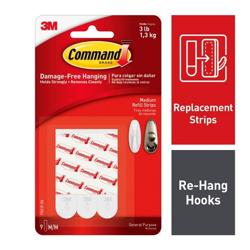 Command 9 Strips Medium Sized Refill Strips Tape White - image 1 of 2
