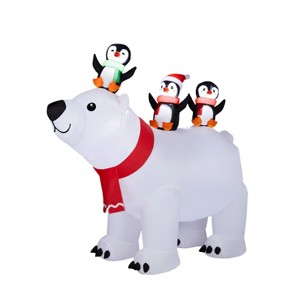 SEVOBAL Inflatable Holiday Decorations 5FT Christmas Inflatable Decoration Inflatable Polar Bear and Penguis, Multicolored, 59.1"*29.5"*61" - 1 of 4