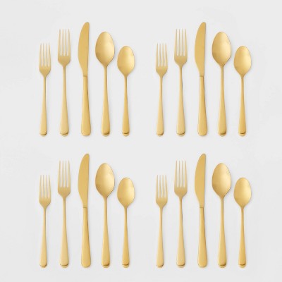 20pc Harrington Flatware Set Gold - Threshold&#8482;