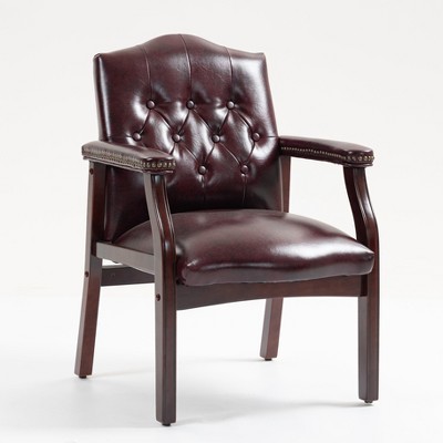 Hrinhom 24"W Leather armchairs, Upholstered office chairs with rivet decoration
