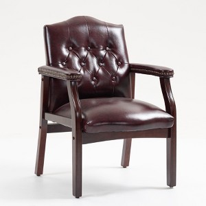Hrinhom 24"W Leather armchairs, Upholstered office chairs with rivet decoration - 1 of 4