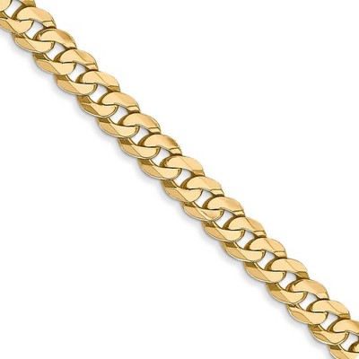 Black Bow Jewelry Men's 4.6mm 14k Yellow Gold Solid Beveled Curb Chain Necklace