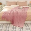 Catalonia Pink Knitted Throw Blanket for Couch, Decorative Blanket with Fringe, Acrylic Leisure Blanket for Bed, Sofa | All Seasons, Lightweight - 4 of 4