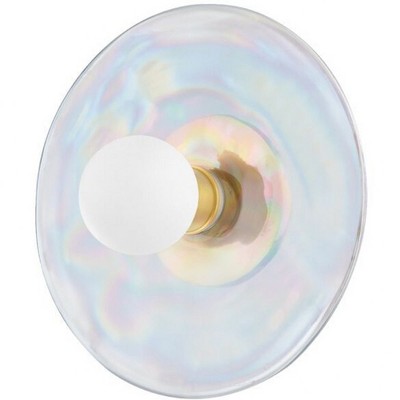 Mitzi Giada 1 - Light Wall Light in  Aged Brass Clear Iridescent Shade