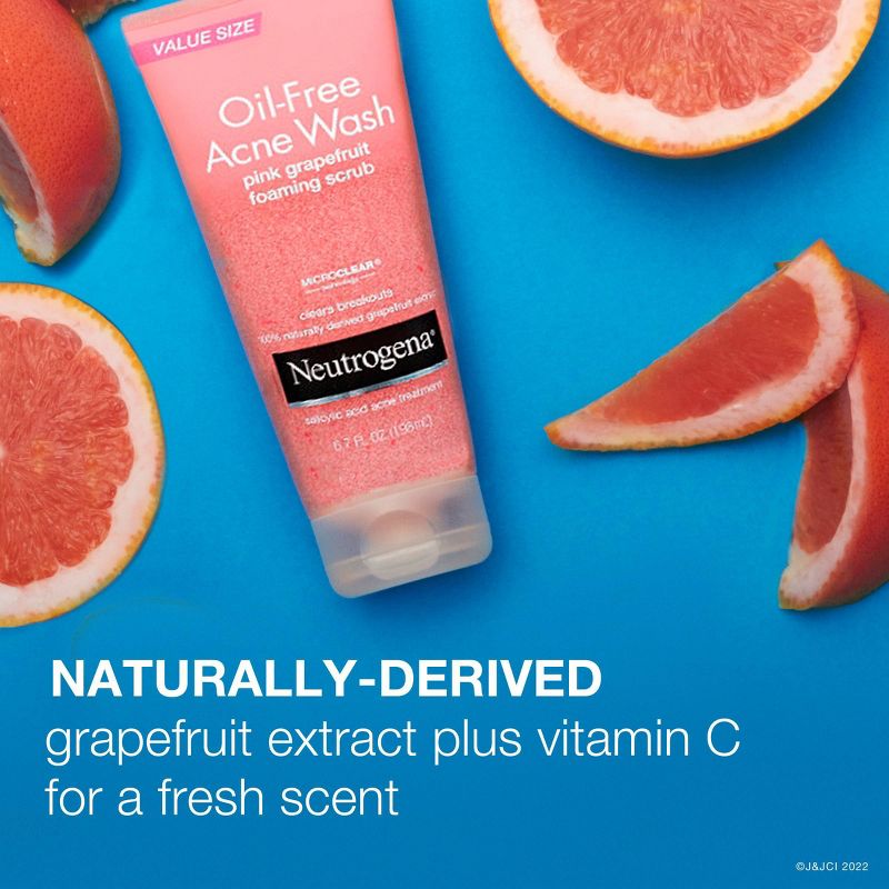 Neutrogena Oil Free Pink Grapefruit Acne Face Wash with Vitamin C for Breakouts - 6.7 fl oz, 6 of 12