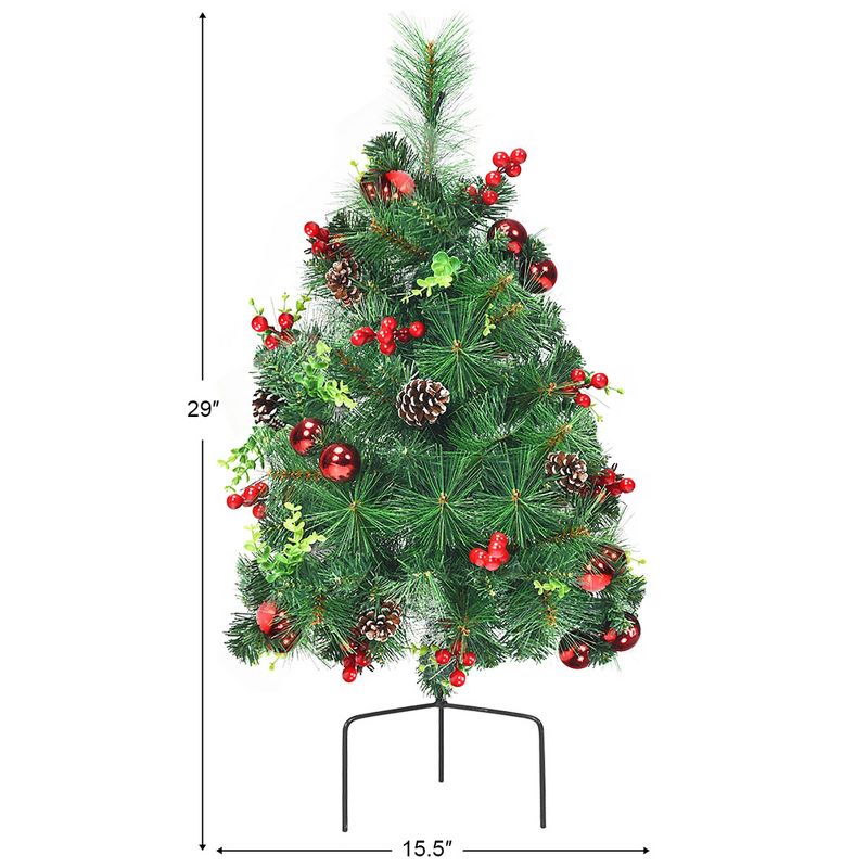 Costway Set of 2 Pre-lit Christmas Trees 24in Battery Powered Pathway Outdoor Decoration, 5 of 11