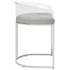 Clear Acrylic Back Chrome Bar Stools with Leatherette Seat, Modern Counter Height Chairs, Sleek Metal Frame, Set of 2 - 4 of 4