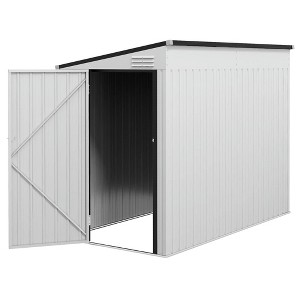 Resenkos Storage Garden Shed,Garden Sheds,4' x 7.7' Lean to Garden Storage Shed, Outdoor Metal Tool House with Lockable Door Vents, White - 1 of 4