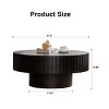 Modern Round Coffee Table with Handcrafted Relief, MDF Wooden Center Table with Sturdy Pedestal for Living Room or Apartment - Panipeachy - 4 of 4