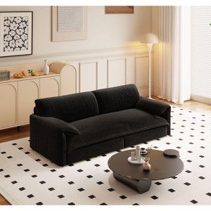 Okak 66" Queen 3-in-1 Pull Out Sofa Bed, Velvet Loveseat Bed, Convertible Sleeper Sofa with Side Storage for Living Room,Bedroom,Apartment, Black - 1 of 4