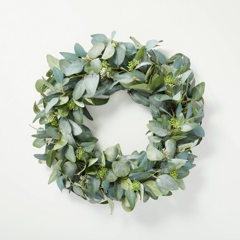 24" Faux Seeded Eucalyptus Wreath - Hearth & Hand™ with Magnolia - image 1 of 4
