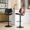MAYEERTY Walnut Bentwood Bar Stools - Mid-Century Modern, Adjustable Height, Black Leather, 360 Swivel, 1 Chair/Carton - 4 of 4