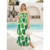 HAPPY BAY Women's House Daily Routine Evening Wear Holiday Flowy Backless Maxi A Line Casual Slit Party Strapless Tube Top Dress One Size Green, Leaf - 2 of 4
