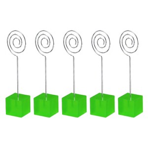 Unique Bargains Metal Resin Cube Base Circle Shape Pictures Memo Place Card Holder 5 Pcs - 1 of 4