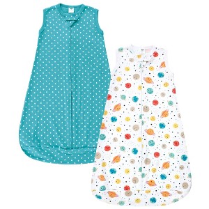 Hudson Baby Cotton Sleeveless Wearable Sleeping Bag, Sack, Blanket, Happy Planets - 1 of 4