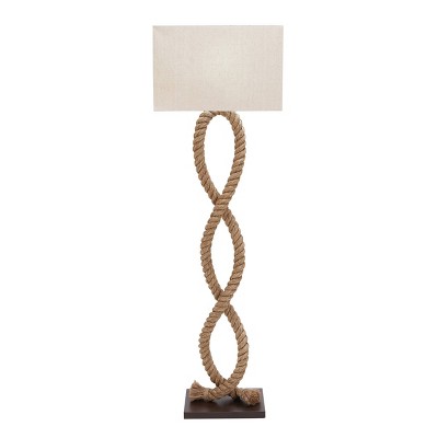 20" x 63" Tall Coastal Style Natural Jute Rope Floor Lamp with Rectangular Shade White - Olivia & May