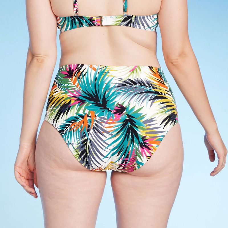 Women's High Waist Medium Coverage Bikini Bottom - Shade & Shore™ Multi Palm Print, 6 of 7