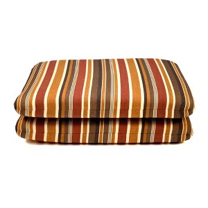 Casual Cushion Stripe Sunbrella Fabric 2-Piece Indoor/Outdoor Seat Pad Cushion, 20"W x 18"L - 1 of 4